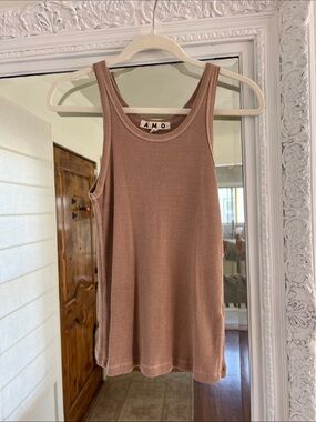 AMO Rib Tank in Mauve Brown size XS